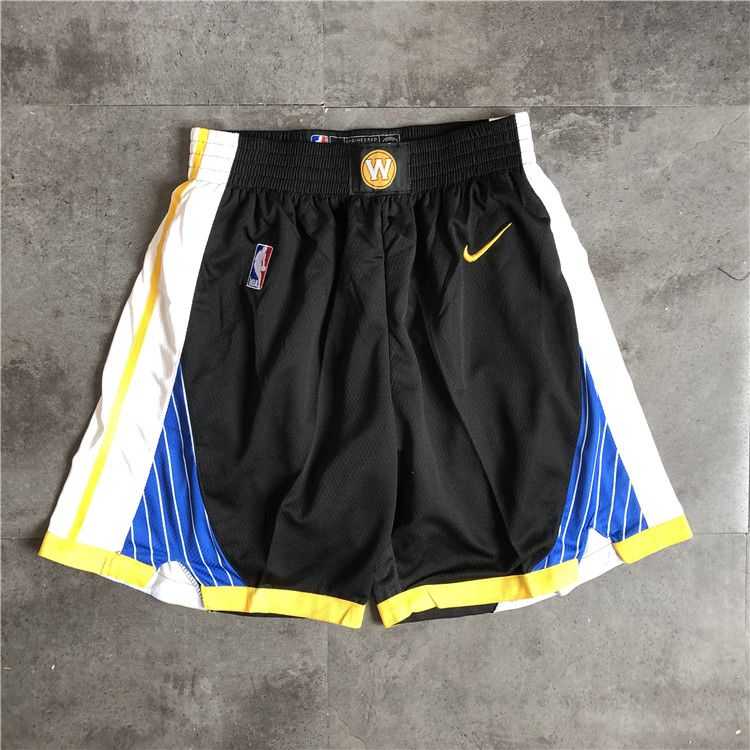 Men NBA Golden State Warriors Black Nike Shorts 0416